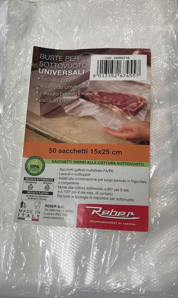 Buste per sottovuoto alimenti - 15 x 25 cm