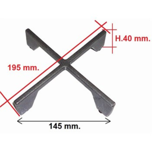 Griglia a croce in ghisa nera satinata cucina foster cm.14 x 14 alta