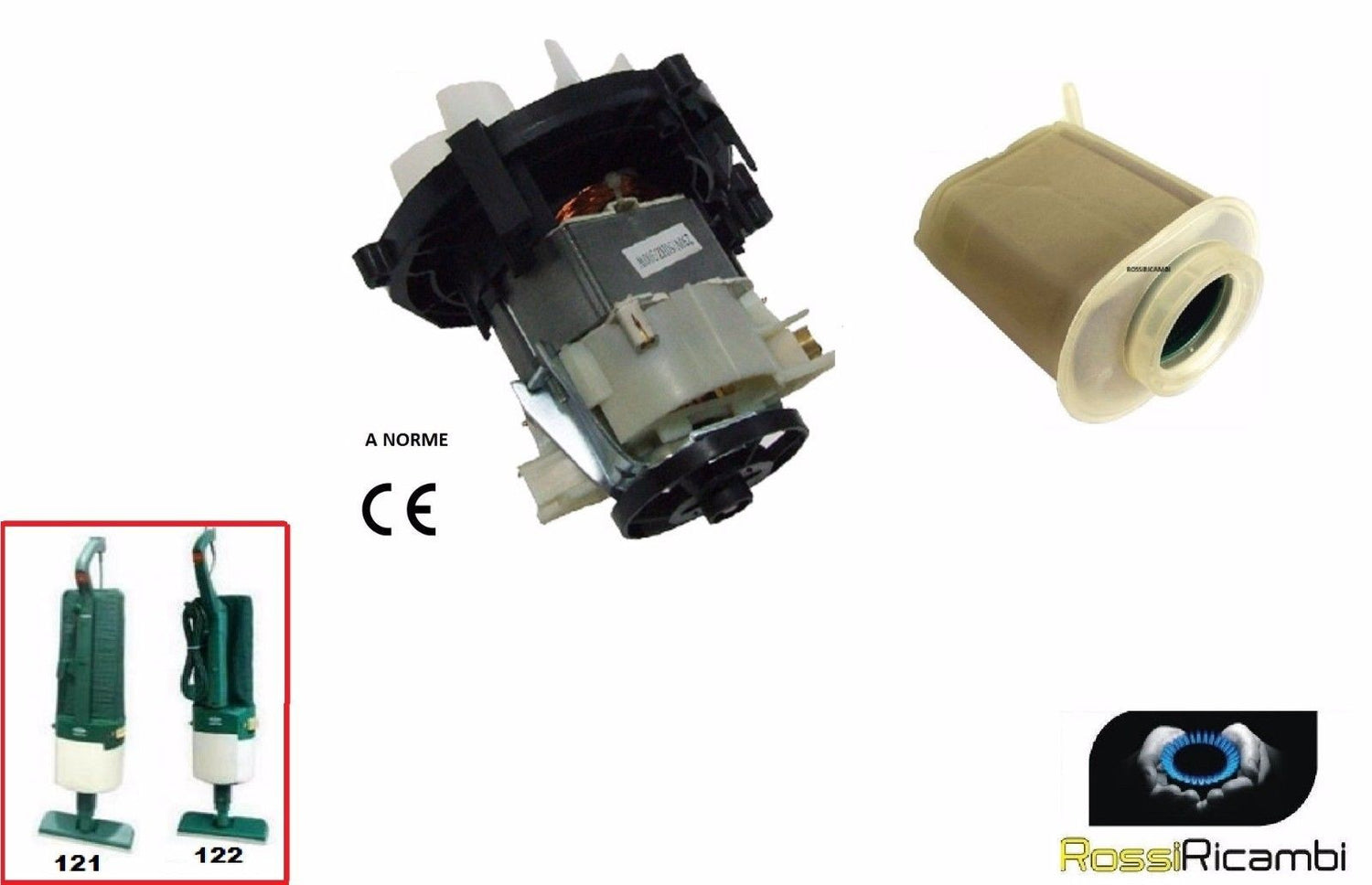 Vorwerk Folletto motore doppio cuscinetto 300W e filtro silenziatore per modelli VK121 VK122