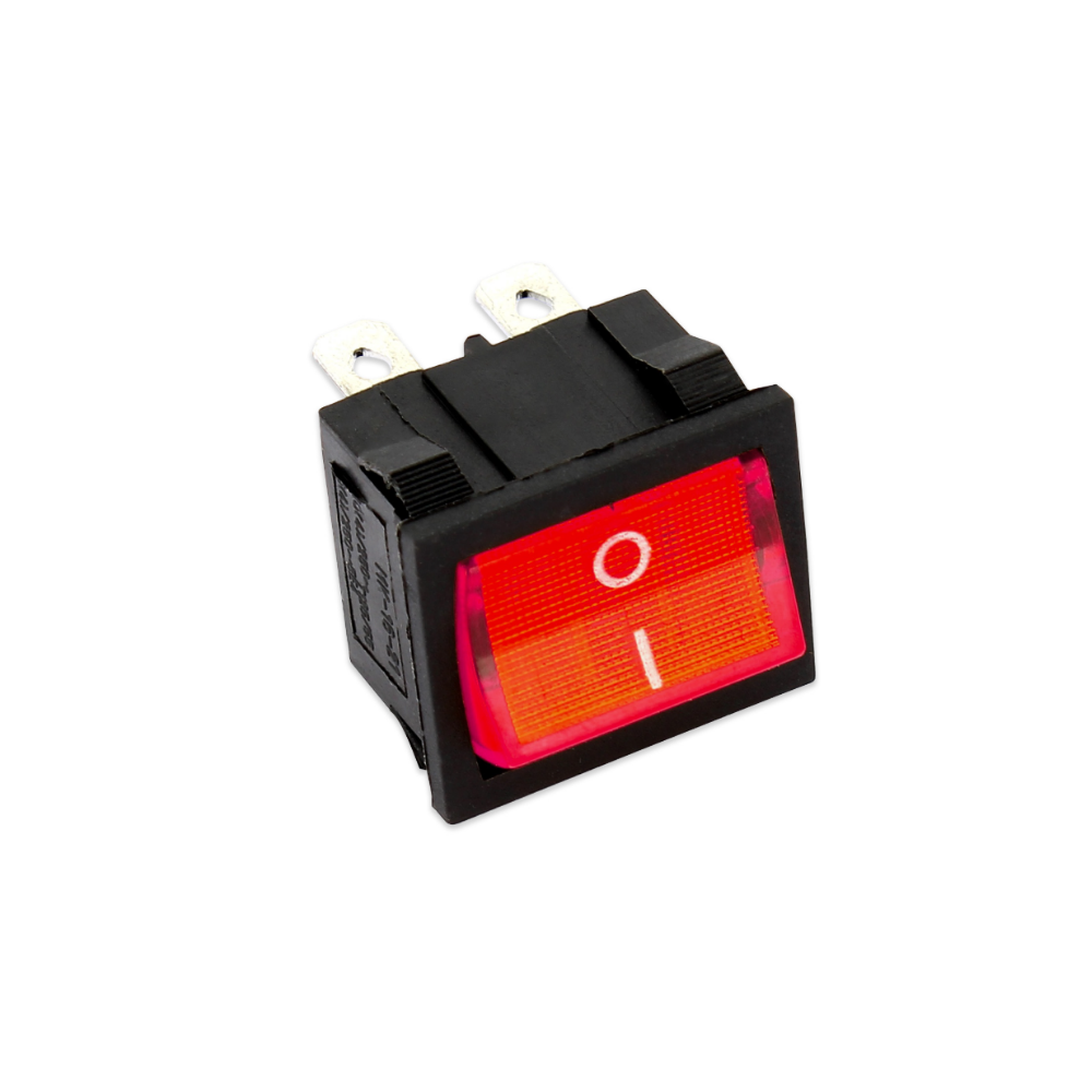 Interruttore luminoso rosso da incasso bipolare 10 A 4 faston foro cava 19 x 23