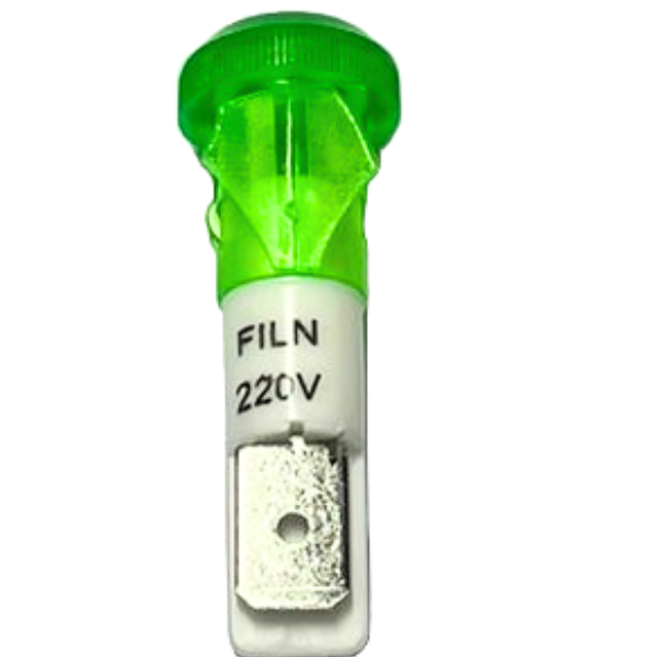 Ricambio spia luminosa 220V testa rotonda Ø di colore verde