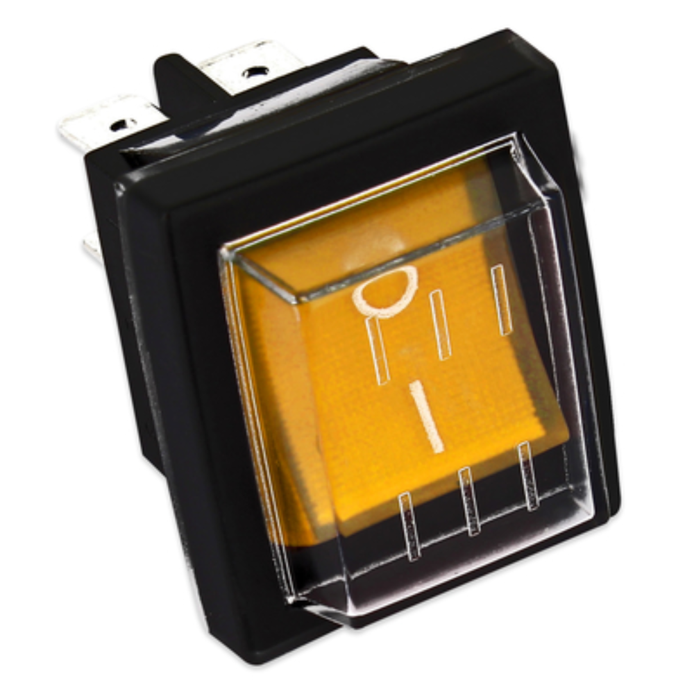 Interruttore bipolare luminoso giallo con protezione 250 V 16 A 4 faston 22x30