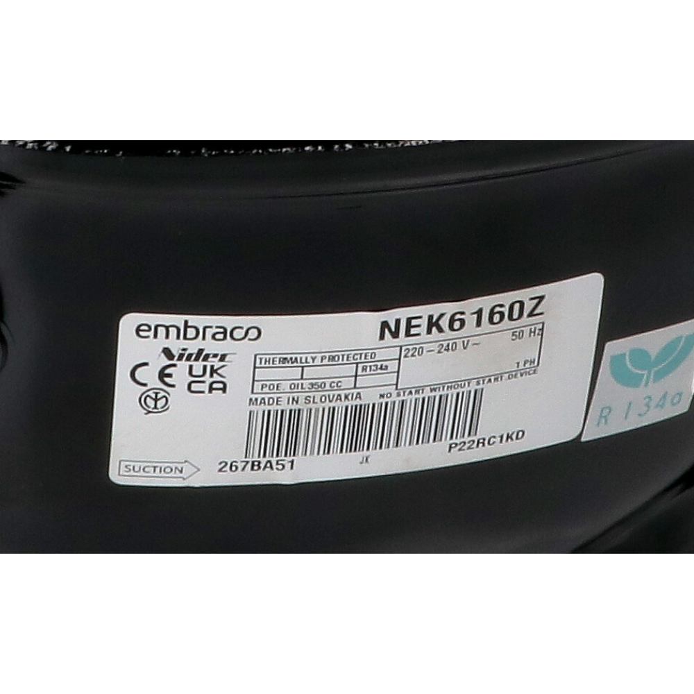 Compressore embraco gas r134 1/4 hp cilindrata 7,28cc 220 volt
