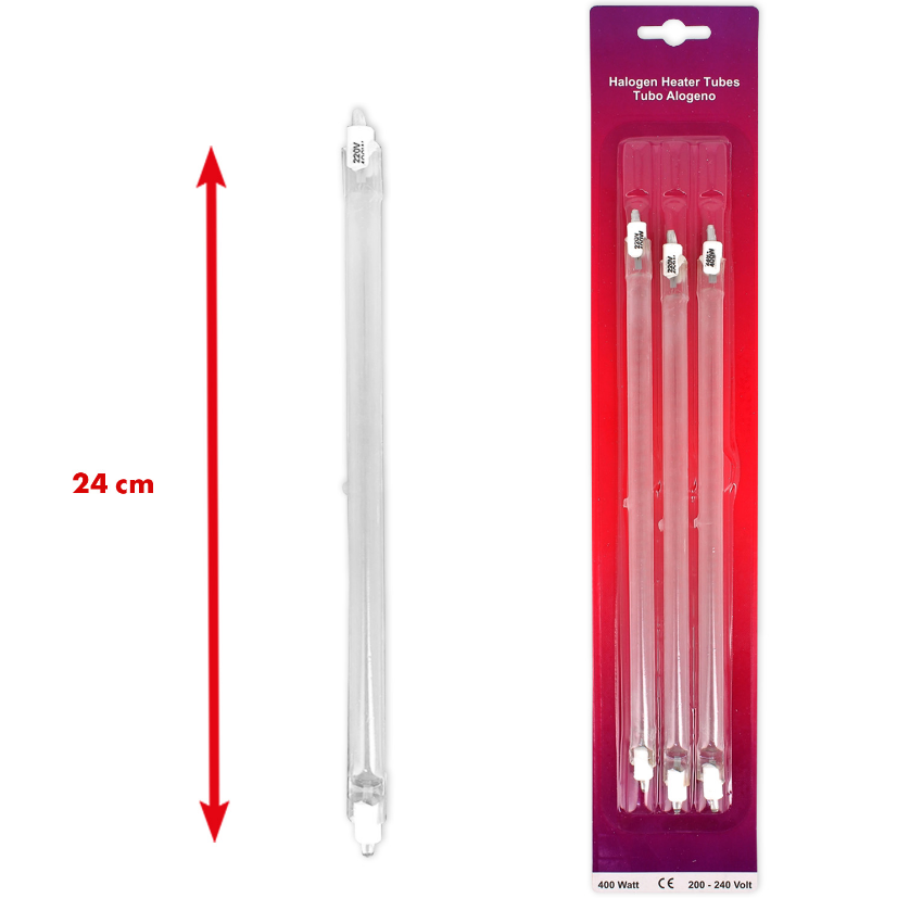 Kit da 3 lampade alogene ricambio per stufa elettrica 400 W - 24 cm