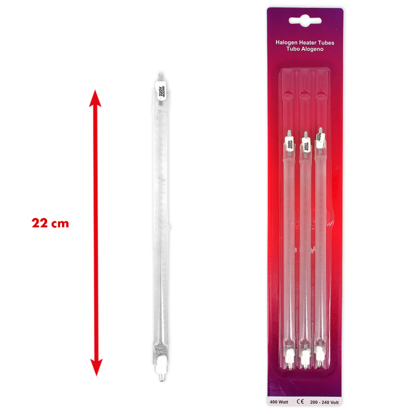 Kit da 3 lampade alogene ricambio per stufa elettrica 400 W - 22 cm