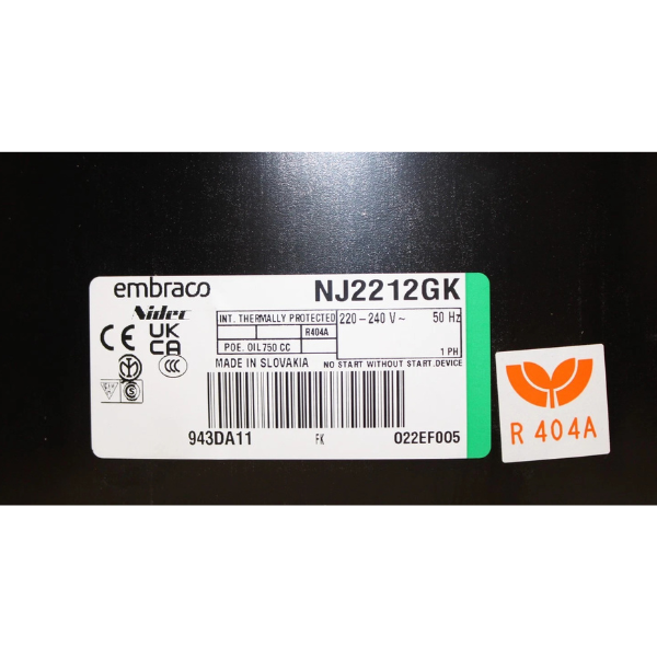 Compressore ermetico frigorifero Embraco R404 LPB 34,37 cc HP1,5