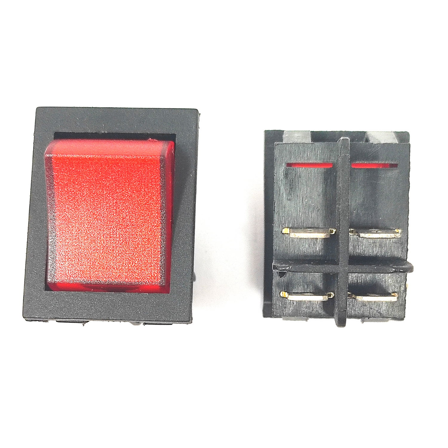 Ricambio pulsante bipolare luminoso di colore rosso 16a 4 faston cava