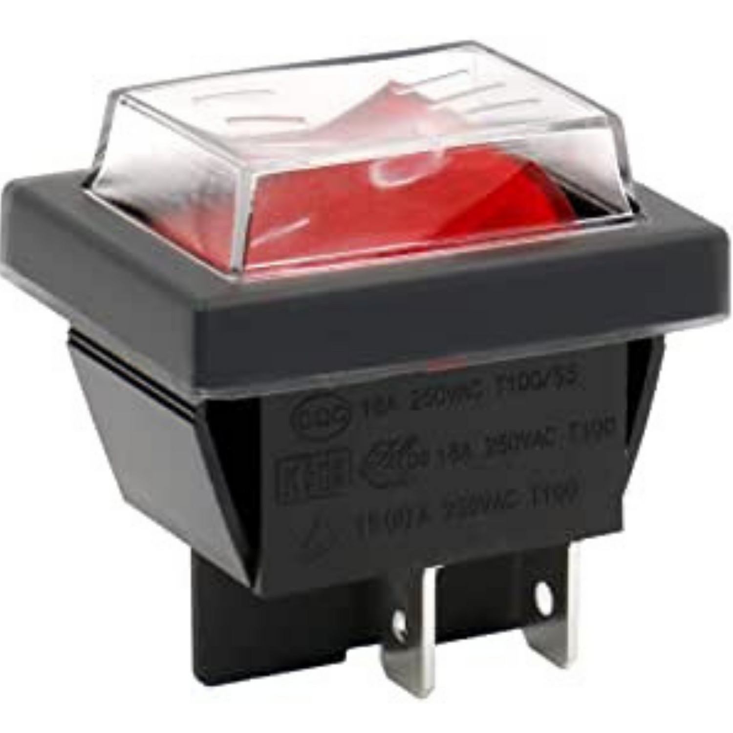 Interruttore luminoso rosso con protezione da incasso bipolare 16 A cava 22X30