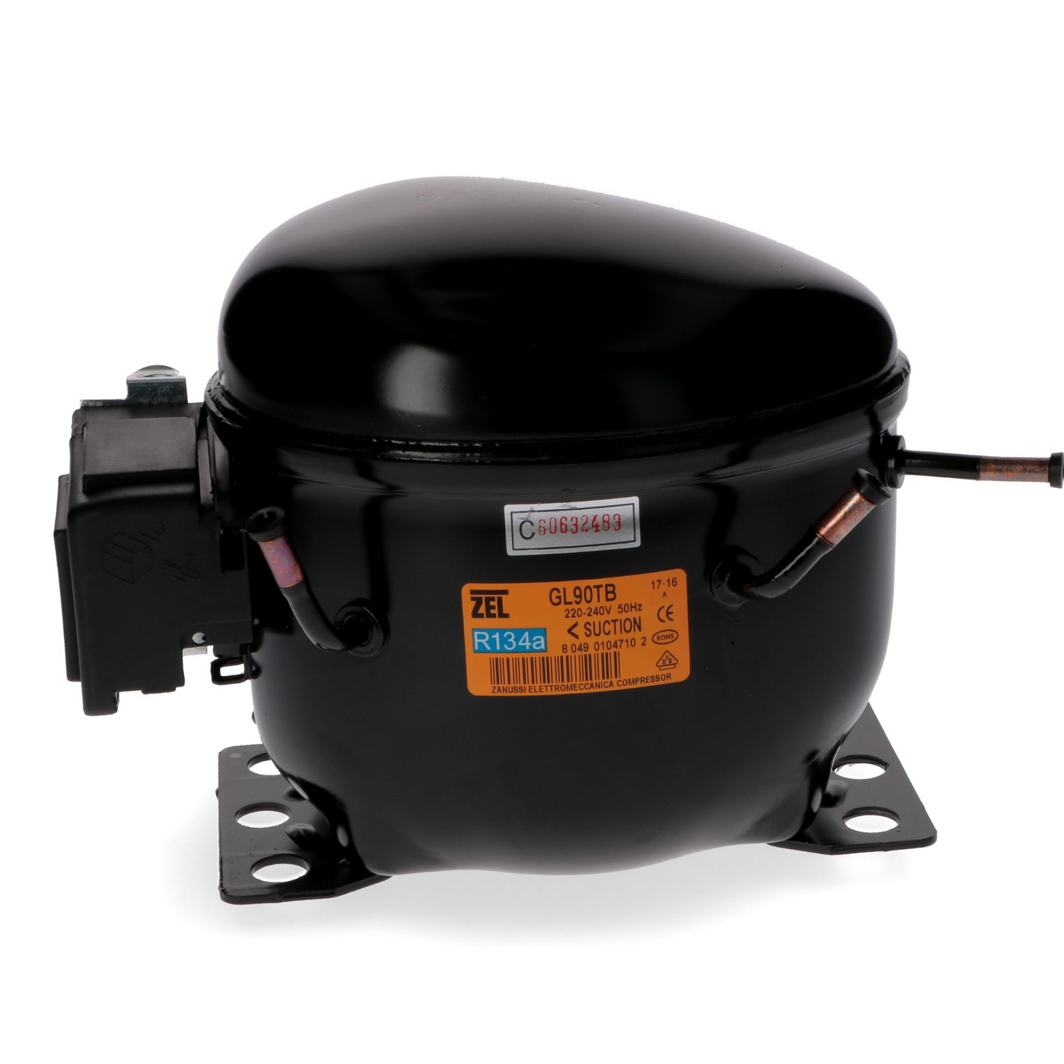 COMPRESSORE ERMETICO ZEL GL90TB gas R134 1/4 HP CILINDRATA: 8.85CC. HMBP