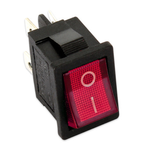 Interruttore luminoso rosso da incasso bipolare 10 a-4 faston - cava
