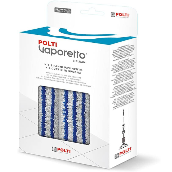 Polti kit 2 panni pavimento + 2 cuffie in spugna Vaporetto 3 clean ricambio originale