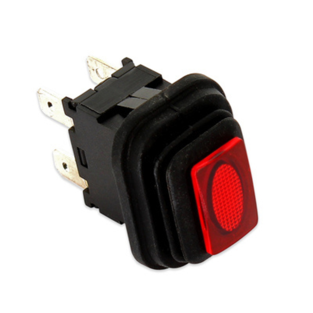 Interruttore bipolare luminoso rosso 16 A 4 faston con soffietto