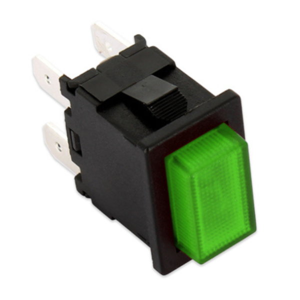 Interruttore luminoso push verde da incasso 16A bipolare faston