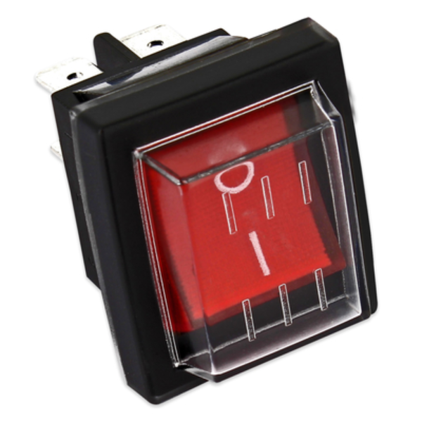 Interruttore luminoso rosso con protezione da incasso bipolare 16 A cava 22X30
