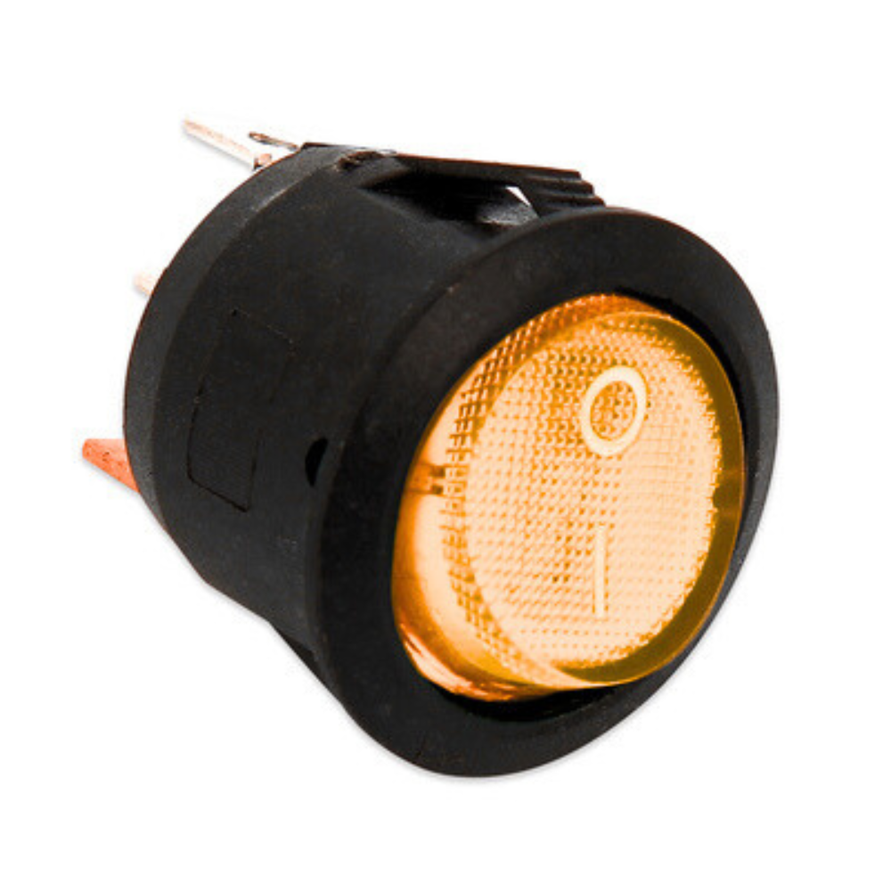 Interruttore luminoso giallo da incasso 10 a bipolare - 3 faston