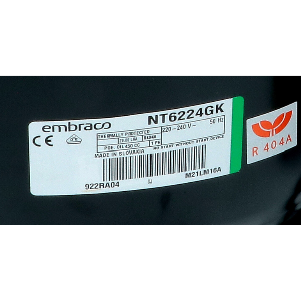 Compressore ermetico Embraco gas R404a HMPB- HP 1 20,44 cc.celle frigo banchi frigo