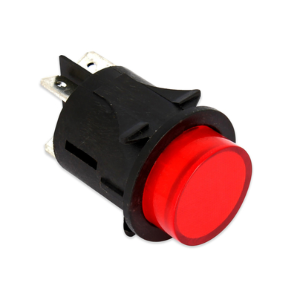 Pulsante luminoso rosso da incasso 16 a bipolare diametro 24 - 4 faston -1 pezzo