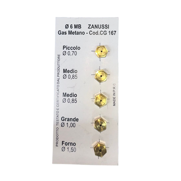 Ricambio ugelli cucina 6mb gas metano piano cottura 4 fuochi + forno Rex Electrolux Zoppas Castor Zanussi AEG