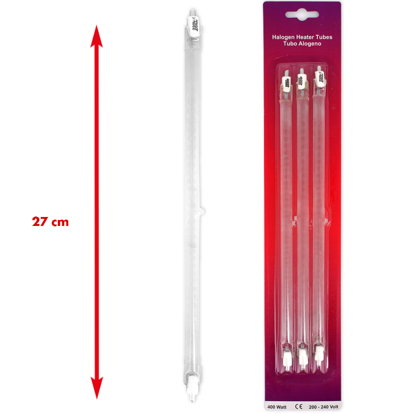 Kit da 3 lampade alogene ricambio per stufa elettrica 400 W - 27 cm