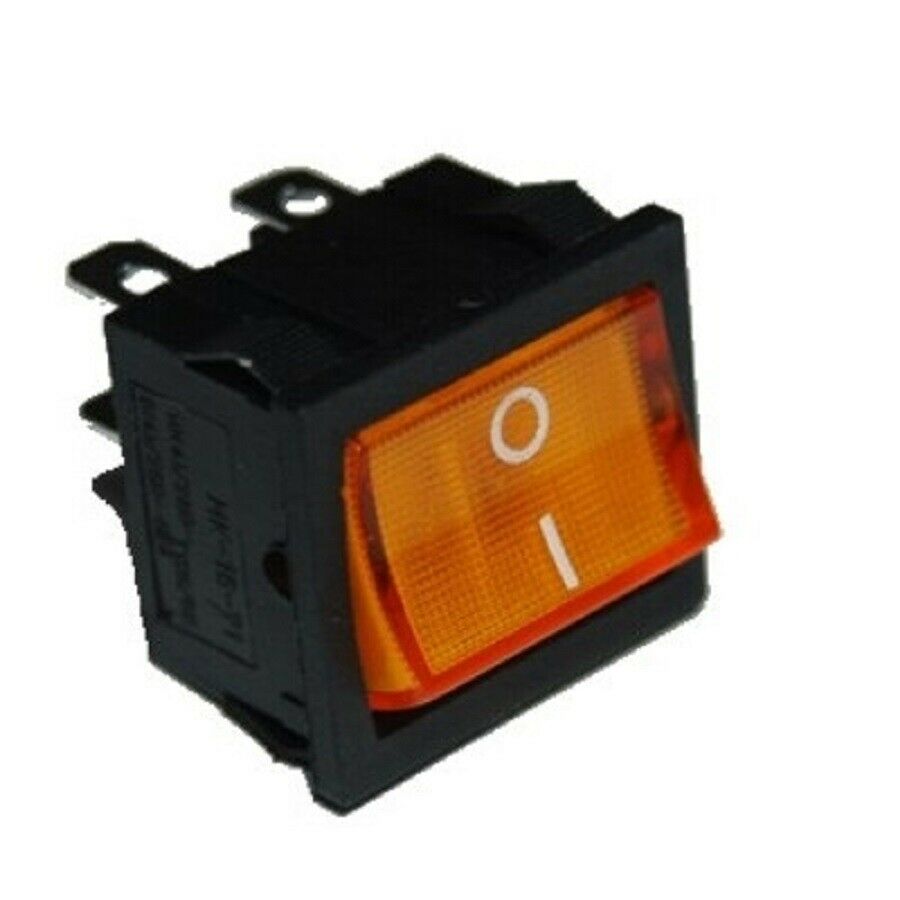 Interruttore luminoso giallo da incasso bipolare 4 faston cava 23 X 19