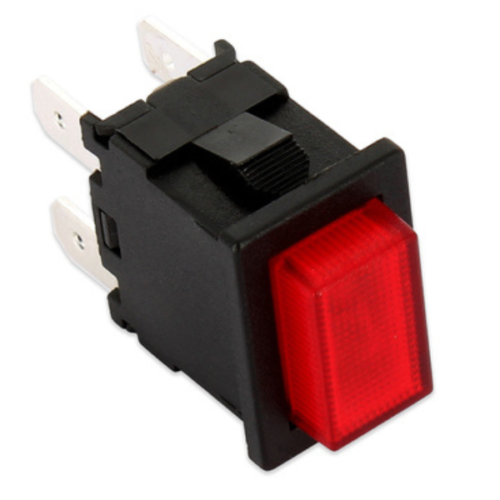 Interruttore push luminoso rosso da incasso 16 A bipolare 13x20 4 faston 1 pezzo