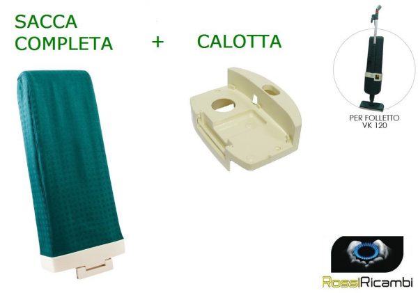 VORWERK FOLLETTO SACCA PORTASACCHETTI FILTRO + CALOTTA CHIUSURA MOTORE VK120